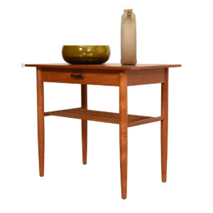 Teak Single Drawer Accent Table w/ Slatted Shelf