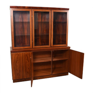 Lighted 2 Piece Danish Modern Rosewood Display Cabinet / Storage