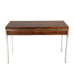 Petite Rosewood & Chrome Writing Desk w/ Drawers
