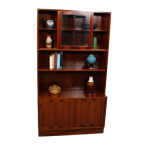Condo Sized (42.5″) Danish Rosewood Storage Cabinet / Bookcase