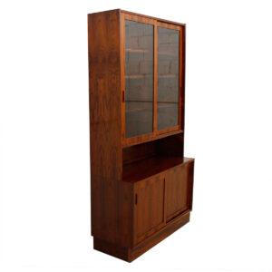 Condo Sized (42.5″) Danish Rosewood Display Cabinet / Bookcase