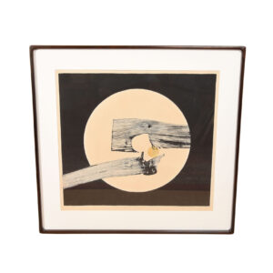 Captivating Japanese Abstract Artwork w Beautiful Wooden Frame