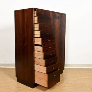 American Modernist Rosewood Tall Dresser / Gent’s Chest by Probber