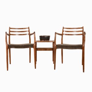 Set of 6 Niels Møller Upholstered Dining Chairs 2 Arm (Model #62) + 4 Side (Model #78)