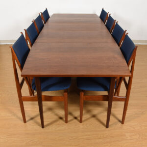 Mid Century Walnut Bowed Shaped Expanding Dining Table