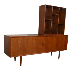 Danish Teak Tambour Door Room Divider / Sideboard + Separate Display Top