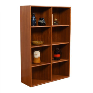 Thin Compact Danish Modern Teak Bookcase / Room Divider