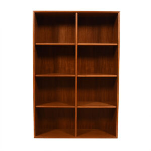 Thin Compact Danish Modern Teak Bookcase / Room Divider