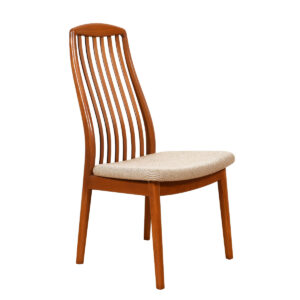 Set of 6 Teak Danish Modern Curved Slatted-Back Dining Chairs