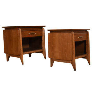 Pair 1950’s Sculpted Mid-Century Modern Nightstands / End Tables