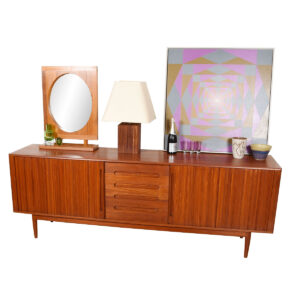 90″ Tambour Door Room Divider Sideboard — A Rare Solid-Teak Piece