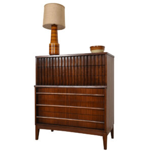 MCM Walnut Tall Dresser w/ Double-Deep Drawer & Cedar Lined Bottom Drawer