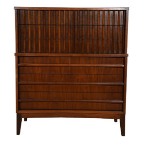 MCM Walnut Tall Dresser w/ Double-Deep Drawer & Cedar Lined Bottom Drawer