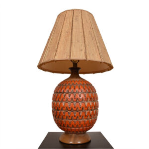 Oversized Decorator Lamp in Burnt Orange with Great Texture & Presence