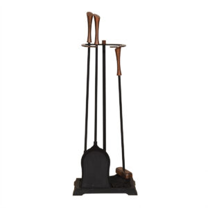 Mid Century Modern Tulip-Handled Iron Fireplace Tools