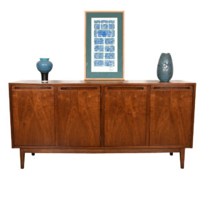 62″ Mid Century Modern Walnut 4-Door Credenza / Dresser