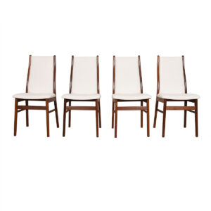 Freshly Upholstered Set of 4 Danish Teak Curved-Back Dining Chairs