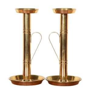 Tommi Parzinger Vintage Brass Tall Candlestick Holder w/ Handle