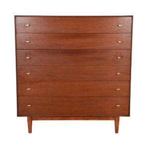 Thin Edge Walnut 5-Drawer Tall Dresser w/ Double-Deep Drawer