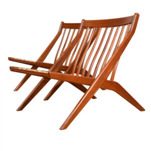 Pair of Dux Swedish Modern ‘Scissor’ Lounge Chairs in Teak