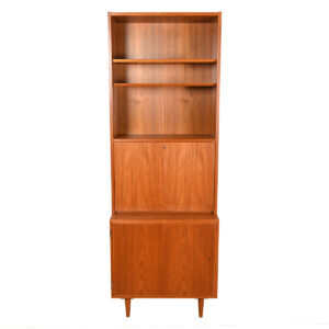 Studio-Sized 28″ Locking Cabinet + Secretary Bookcase Top in Danish Teak