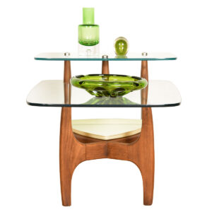 Adrian Pearsall Glass Step End Table with Original Planter Tray