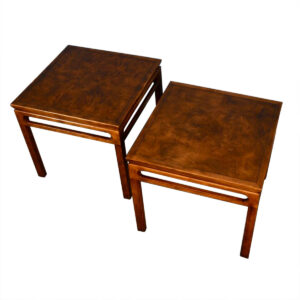 Pair of Baker Burled Wood Mid Century Side / Occasional Tables