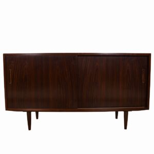 Rosewood Sliding Door Storage Cabinet / Sideboard with File Drawer