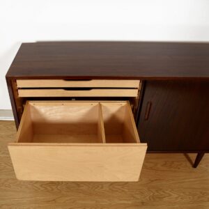 Rosewood Sliding Door Storage Cabinet / Sideboard with File Drawer