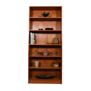 84″ Danish Extra-Tall Teak Bookcase w/ Adjustable Shelves