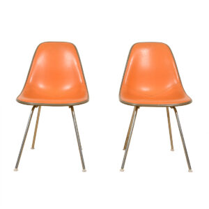 Pair of Orange Vintage Eames Chairs for Herman Miller