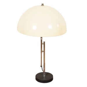 Adj Height Mid Century Chrome Table Lamp w/ Domed Shade