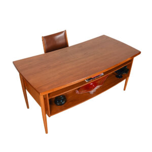 Sculpted Danish Modern Teak ‘Concave’ Bowed-Front Desk