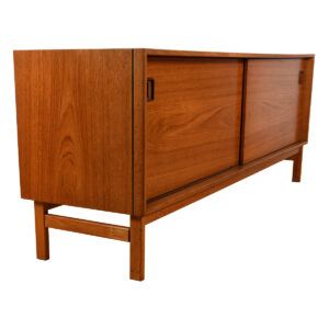 Vintage Teak Low Sliding Door Cabinet / Sideboard