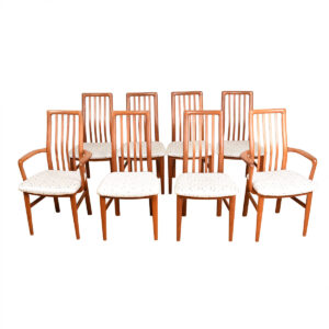Set of 8 (2 Arm + 6 Side) Danish Teak Upholstered Dining Chairs