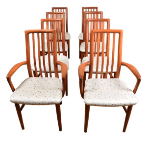 Set of 8 (2 Arm + 6 Side) Danish Teak Upholstered Dining Chairs