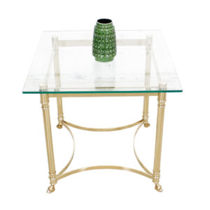 22.5″ Small Square LaBarge Brass & Glass Coffee Table