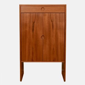 Versatile & Petite — Danish Modern Teak Adjustable Shelf Cabinet w/ Drawer