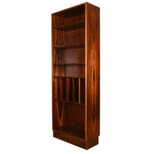 Danish Rosewood Compact 28″ Bookcase w/ Adjustable Shelves & Dividers