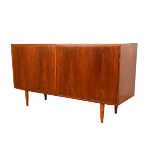 Compact Danish Modern Teak Locking Door Low Sideboard