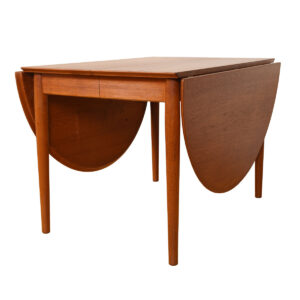 Super Versatile & Expanding — Danish Teak Arne Vodder Round Drop-Leaf Dining Table
