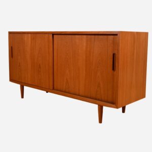 Condo Sized Danish Teak Sliding Door Media Credenza