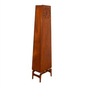 Rare Danish Teak Tall Longcase Clock w/ Internal (Bar) Storage