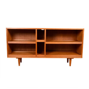 Open Danish Teak Media Cabinet w/ Pull-Out Shelves