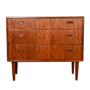 Danish Modern Compact Teak 3 Drawer Chest / Dresser