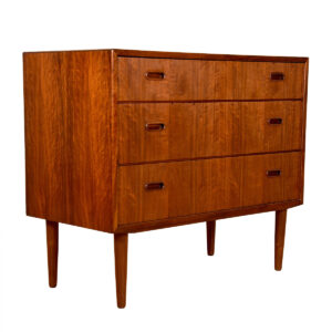 Danish Modern Compact Teak 3 Drawer Chest / Dresser