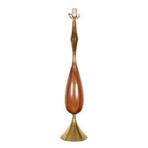 Tony Paul for Westwood Tall Walnut & Brass Mid-Century Table Lamp