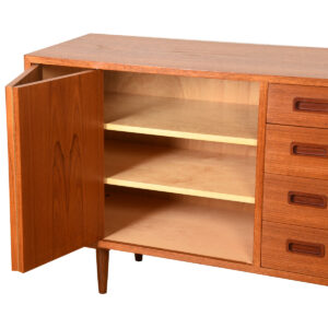 Danish Modern Teak Compact Bifold Sideboard / Media Cabinet