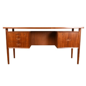 Danish Modern Teak Floating Desk w/ Bookcase Front