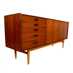 Swedish Modern 5-Drawer Teak Locking Credenza / Sideboard